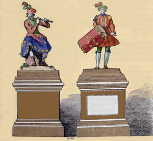 Musikere automater: "" The traversiere flute player"" (1737) og "" Tambourine player" (1738). De er laget av Jacques de Vaucanson (1709-1782), fransk ingeniør. av Unknown artist