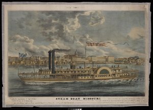 New Orleans. Dampbåten Missouri (litografi, fargelagt) av Unknown artist