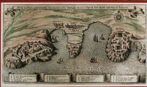 Nice, Villefranche og Monaco på 1600-tallet (geografisk decoupe) av Unknown artist