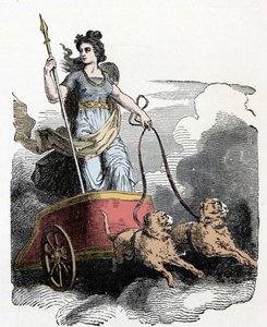 Norrøn mytologi: Frigga - Nordisk mytologi: gudinnen Freyja i sin vogn trekker av katter