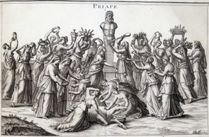 Tilbud gitt av kvinner til guden Priape (Priapos), den asiatiske guden for fecondite, som kom til Hellas. Sted for tilbedelse av Lampsaque. av Unknown artist