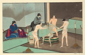 En av seksten scener av en manns død og begravelse av Unknown artist
