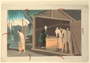 En av seksten scener av en manns død og begravelse av Unknown artist