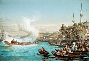 Det osmanske riket: maritim fest i Konstantinopel. Litografi fra 1800-tallet. Library of Decorative Arts, Paris av Unknown artist