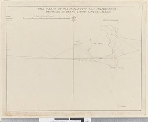 Side 38b Sporet til Hans Majestets skip Utholdenhet mellom Rutland og Cinque-øyene (penn og blekk) av Unknown artist