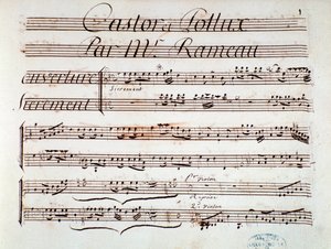 Side med partituret til Castor et Pollux, lyrisk tragedie av Rameau (1737) av Unknown artist