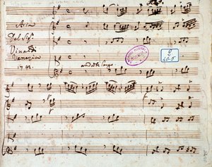 Side med partituret til Extinguish I would like air i Griselda-operaen av Antonio Vivaldi av Unknown artist