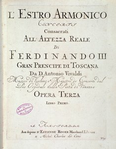 Side med partitur til The Harmonic Star, Op 3 (Harmonic Inspiration) av Antonio Vivaldi av Unknown artist