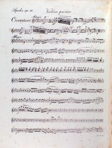 Side med musikalsk partitur av ouvertyren til Alruna av Louis Spohr av Unknown artist