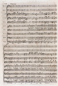Side med partituret til refrenget "" Hallelujah"" i "The messiah"" (The messiah) av den naturaliserte engelske tyske komponisten George Frederick Handel (Georg Friedrich Handel) av Unknown artist