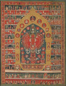 Malet banner (Thangka) av Avalokiteshvara-inkarnasjonen av regnguden Rato Matsyendranatha av Unknown artist