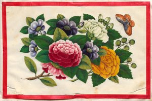 Maleri tre fra illustrert bok om blomster og sommerfugler av Unknown artist