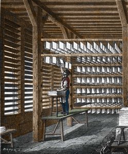 Papirproduksjon på 1800-tallet. av Unknown artist