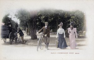 Paris, promenade sous bois - postkort, sent på 1800-tallet av Unknown artist