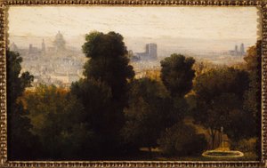 Paris sett fra høydene i Belleville; cirka 1840, dagens 19. arrondissement, i 1840 (olje på lerret) av Unknown artist