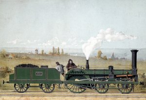 Passasjerlokomotiv og kullvogn fra Strasbourg Railway (Crampton-systemet) av Unknown artist