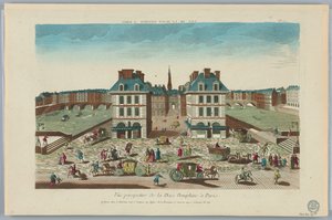 Peep-show, Perspective View of Place Dauphine i Paris, nr. 71 av Unknown artist