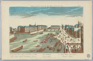 Peep-show, optisk visning som representerer Pont Marie og Pont Rouge i Paris, nr. 66 av Unknown artist