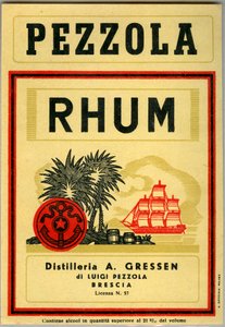 Pezzola rum alkoholreklame (kromolitografi sent på 1800-tallet) av Unknown artist