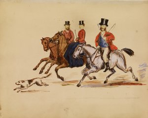 [Fotokollasje av jaktscenen med Lord og Lady Yarborough] av Unknown artist
