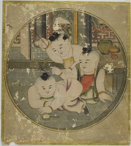 Bilde av Mantis og tre barn (Tourou sandou zu) av Unknown artist