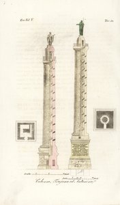 Plan og høyde av Trajans søyle og søylen til Marcus Aurelius av Unknown artist