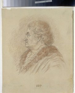 Portrett av prinsen av Tauris, generalmarskalk og statsmann Grigori Aleksandrovich Potemkin (Potyomkin) (1739-1791). (Portrett av Prince of Tauris, general feltmarskalk, statsmann G. A. Potyomkin). Anonym tegning, blyant, sangvinsk på papir. art ro av Unknown artist