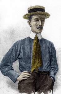 Portrait of Alberto Santos-Dumont (1873-1932), Brazilian aeronautic artist. av Unknown artist