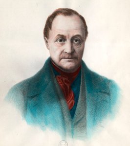 Portrett av Auguste Comte (1798 - 1857), fransk filosof. Gravering av 1800-tallet. Privat samling. av Unknown artist