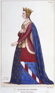 Portrett av Blanche av Navarre (1224 -1283) Dronning av Frankrike Brud til John I the Roux i 1236. Gravering av 1830 av Unknown artist