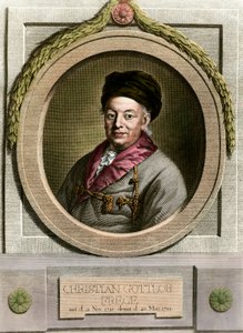 Portrett av Christian Frege (1715-1781) tysk matematiker og filosof Gravering fra 1700-tallet Privat samling av Unknown artist