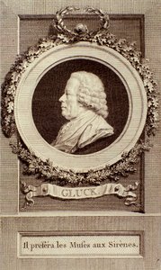 Portrett av Christoph Gluck (1714-1787), tysk komponist, gravering. 18. århundre. Bologna, civico museo musico av Unknown artist