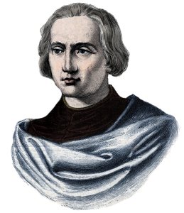 Portrett av Christopher Columbus (Christopher Columbus, Cristoforo Colombo, Cristobal Colon) (1451-1506) Gravering fra 1800-tallet av Unknown artist