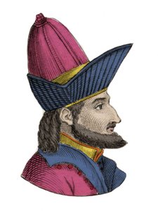 Portrett av Konstantin XI (eller XII) paleolog, kjent som Dragases (Konstantin XI Palaiologos) (1404-1453), bysantinsk keiser. Gravering av 1800-tallet. av Unknown artist