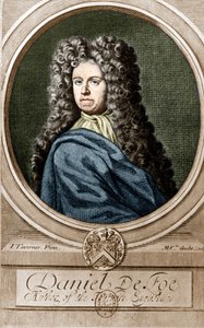 Portrett av Daniel de Foe eller Defoe (1660 - 1731), engelsk forfatter og journalist, forfatter av romanen "Robinson Crusoe". av Unknown artist