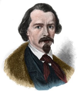 Portrett av Emanuel von Geibel (1815-1884) tysk poet og dramatiker. av Unknown artist