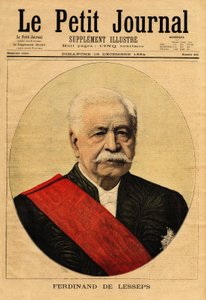 Portrett av Ferdinand de Lesseps (1805-1894), kalt "den store franskmennene", diplomat og gründer, han er hovedpromotøren av Suez-kanalen, som forbinder Port-Said ved Middelhavet med Suez ved Rødehavet (Egypt) og Panamakanalen, som forb av Unknown artist