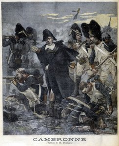Portrett av general Cambronne (1770 - 1842) under et slag. Illustrasjon av "" Petity Journal"" i 1891. av Unknown artist