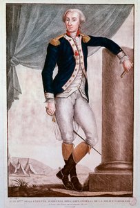 Portrett av Gilbert du Motier, Marquis de Lafayette (gravering av Unknown artist