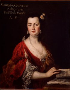 Portrett av Giovanna Gasparini (1717-?) italiensk sanger Anonym maleri. 18. århundre. Bologna, borgerlig musikalsk bibliografisk museum. av Unknown artist