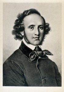 Portrett av Jakob Ludwig Felix Mendelssohn Bartholdy (1809-1847), tysk dirigent og komponist. Litografi av 1800-tallets Biblioteca del Conservatorio Giuseppe Verdi, Milano ©Luisa Ricciarini/Leemage av Unknown artist