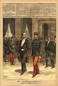 Portrett av Jean Casimir-Perrier (Casimir Perrier, Casimir Perrier, Casimir-Perrier) (1847-1907), ny president i Deputertkammeret. Gravering i "" Le petit journal"" 28.01.1893. Selvas samling. av Unknown artist