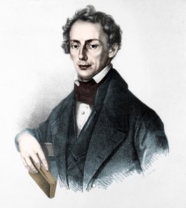 Portrett av Johann Christian Doppler (1803-1853). Østerriksk fysiker. 1800-talls gravering. av Unknown artist