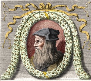 Portrett av Leonardo da Vinci (Leonardo da Vinci) (1452-1519). av Unknown artist