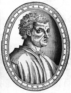 Portrett av Léon Battista Alberti (1404 - 1472), italiensk humanist og arkitekt, sd gravering. av Unknown artist