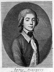 Portrett av Luigi Marchesi (1754 - 1829) også kjent som Marchesini, italiensk kastrat. av Unknown artist