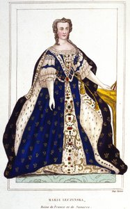 Portrett av Marie Leczinska, dronning av Frankrike (1703-1768) (Leczinska; Leszka; Leszinske). Gravering fra 1830. av Unknown artist