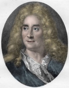 Portrett av Michel Boyron (Michel Baron), engelsk skuespiller og dramatiker (1653-1729) - gravering av Unknown artist