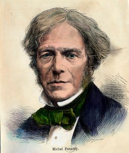 Portrett av Michel Faraday (1791 - 1867) engelsk fysiker. Gravering av 1800-tallet. Privat samling. av Unknown artist