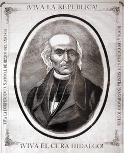 Portrett av Miguel Hidalgo y Costilla (1753 - 1811), meksikansk prest (i 1810 proklamerte han landets uavhengighet). Gravering laget til hans ære på slutten av 1800-tallet. av Unknown artist
